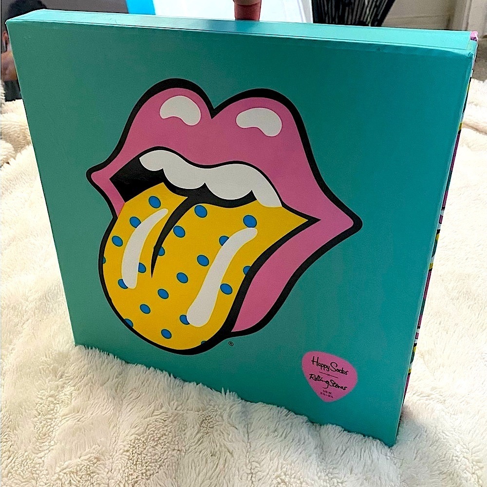 Rolling Stones Happy Socks 6 Pair Colorful Patterned Box Set Collection